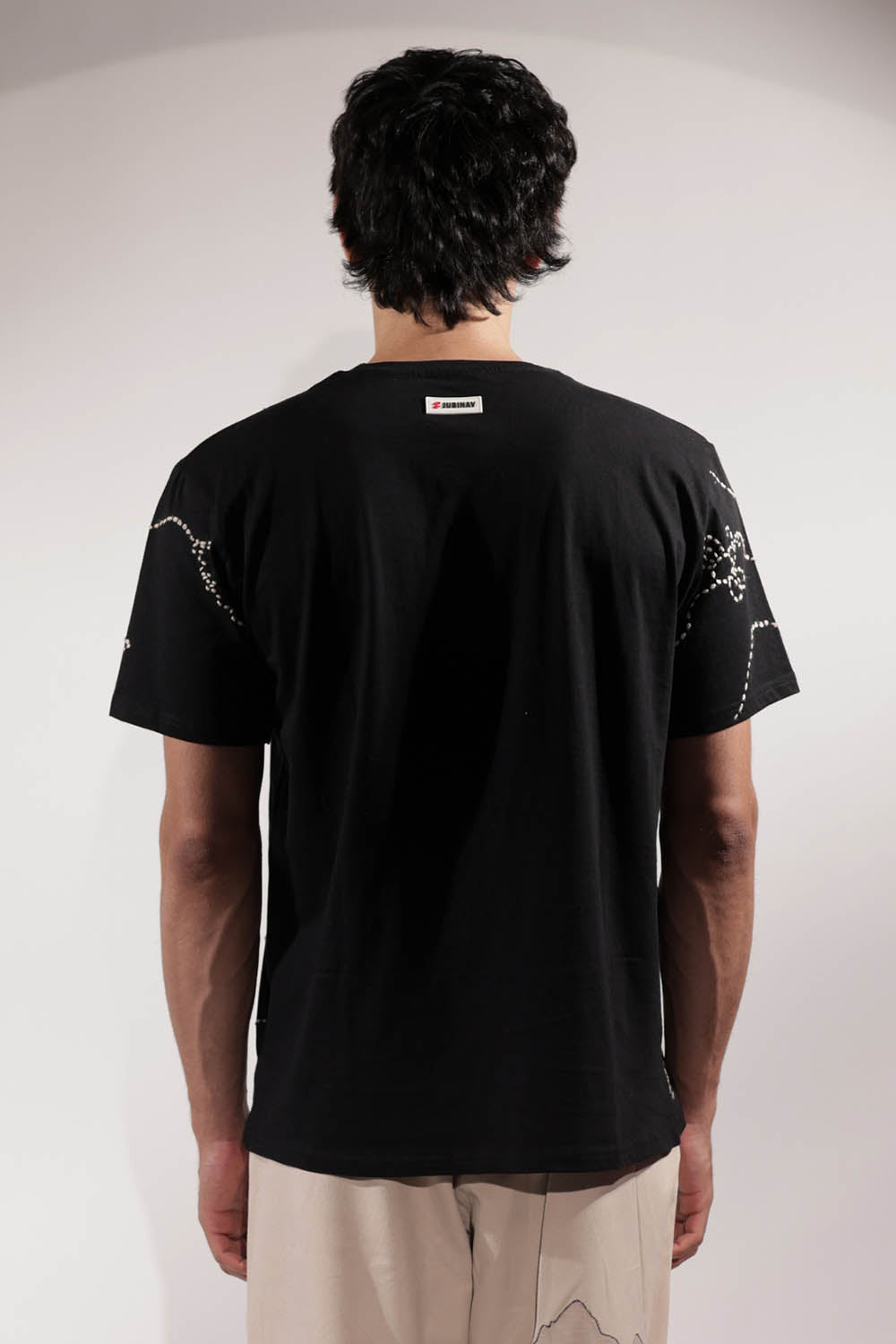 Black Kantha Embroidered T-shirt