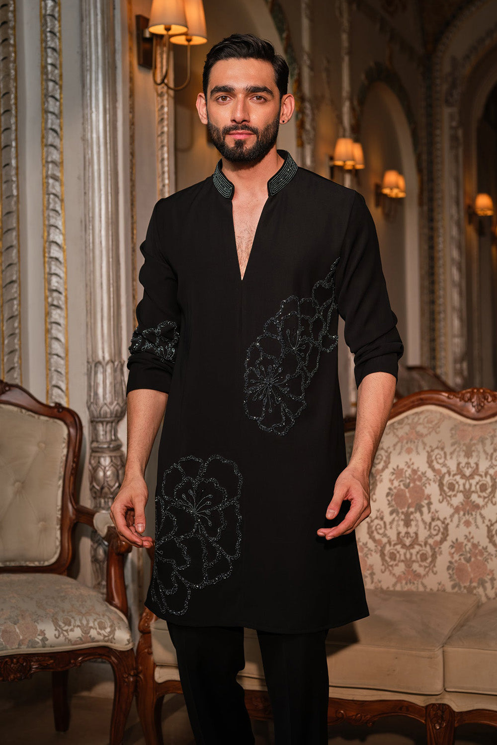 Black Mirage Kurta Set
