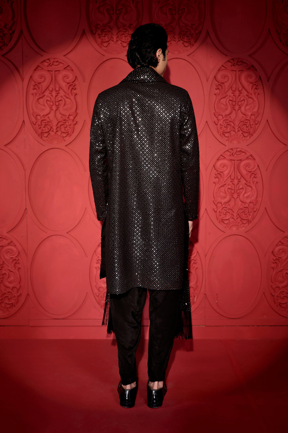 Black Sequin and Mirror Work Kurta Set