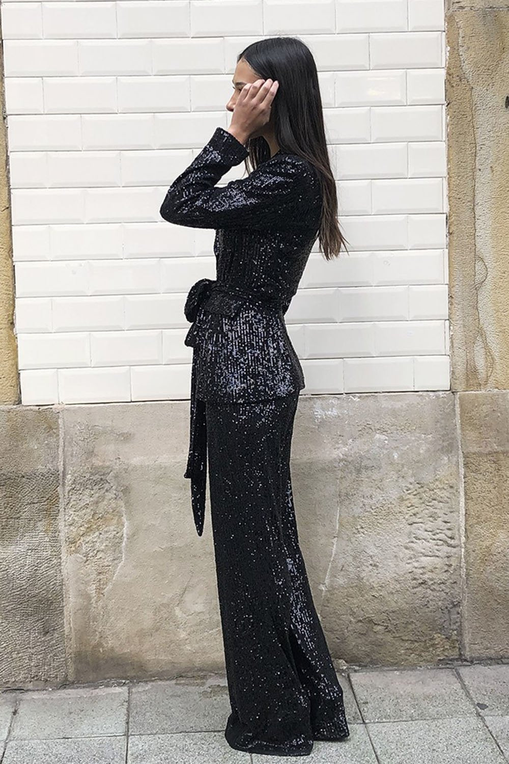 Black Sequin Blazer Suit
