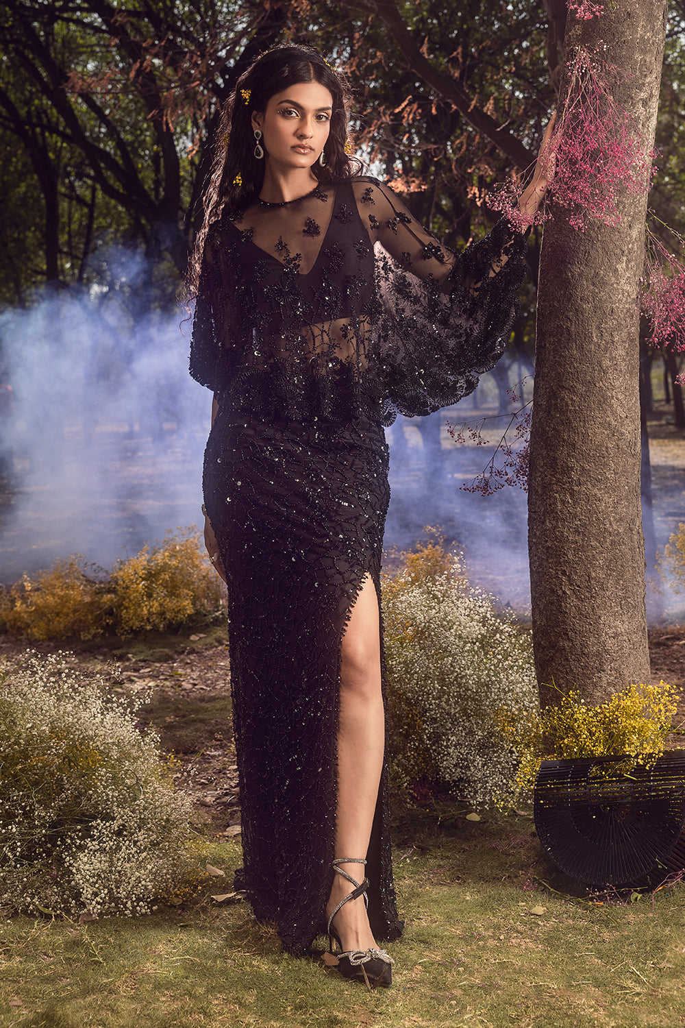 Black Skirt With Cape And Bustier