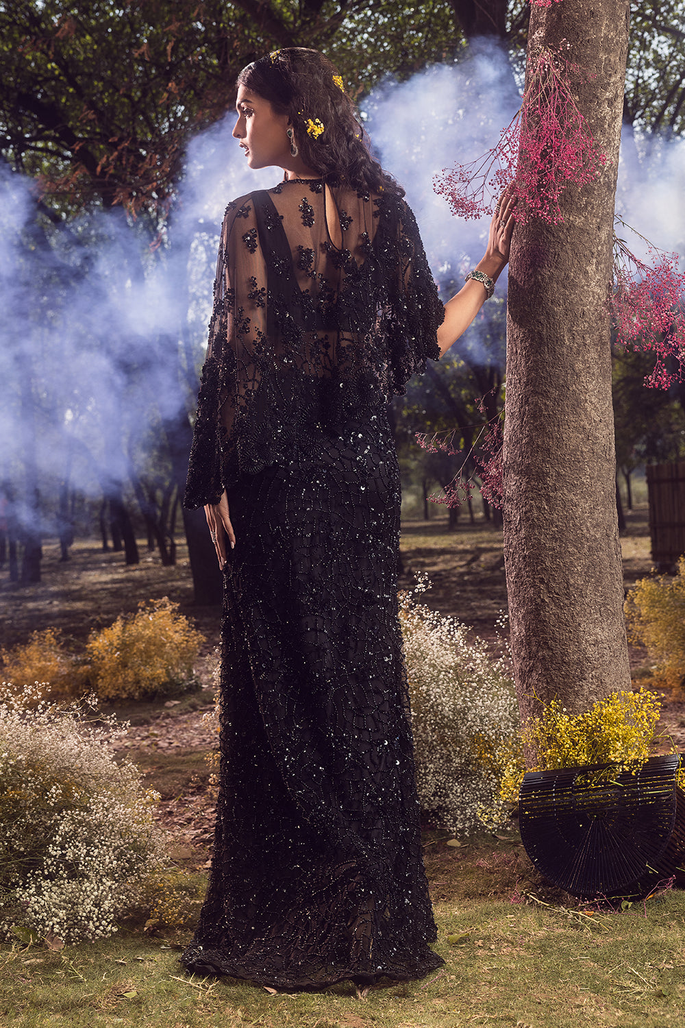 Black Skirt With Cape And Bustier