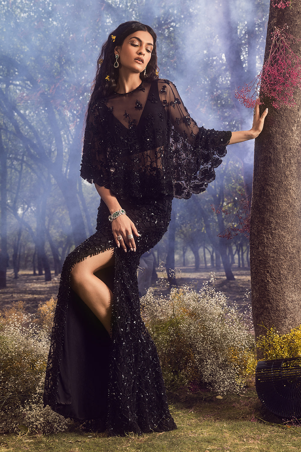 Black Skirt With Cape And Bustier