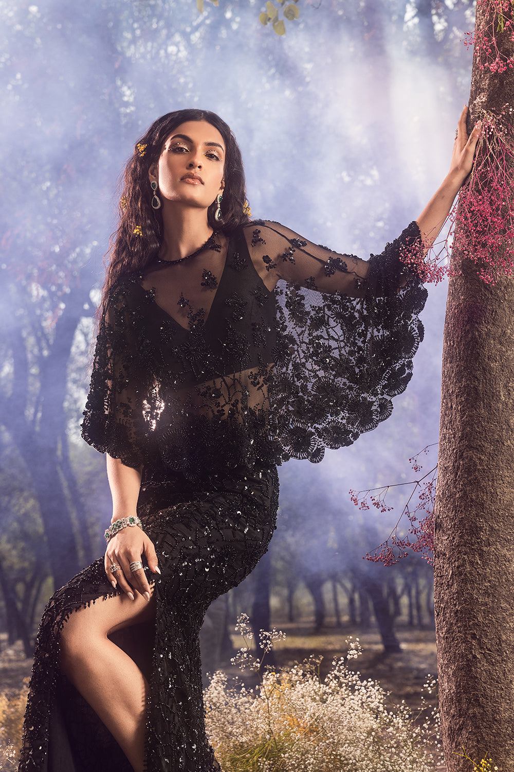 Black Skirt With Cape And Bustier