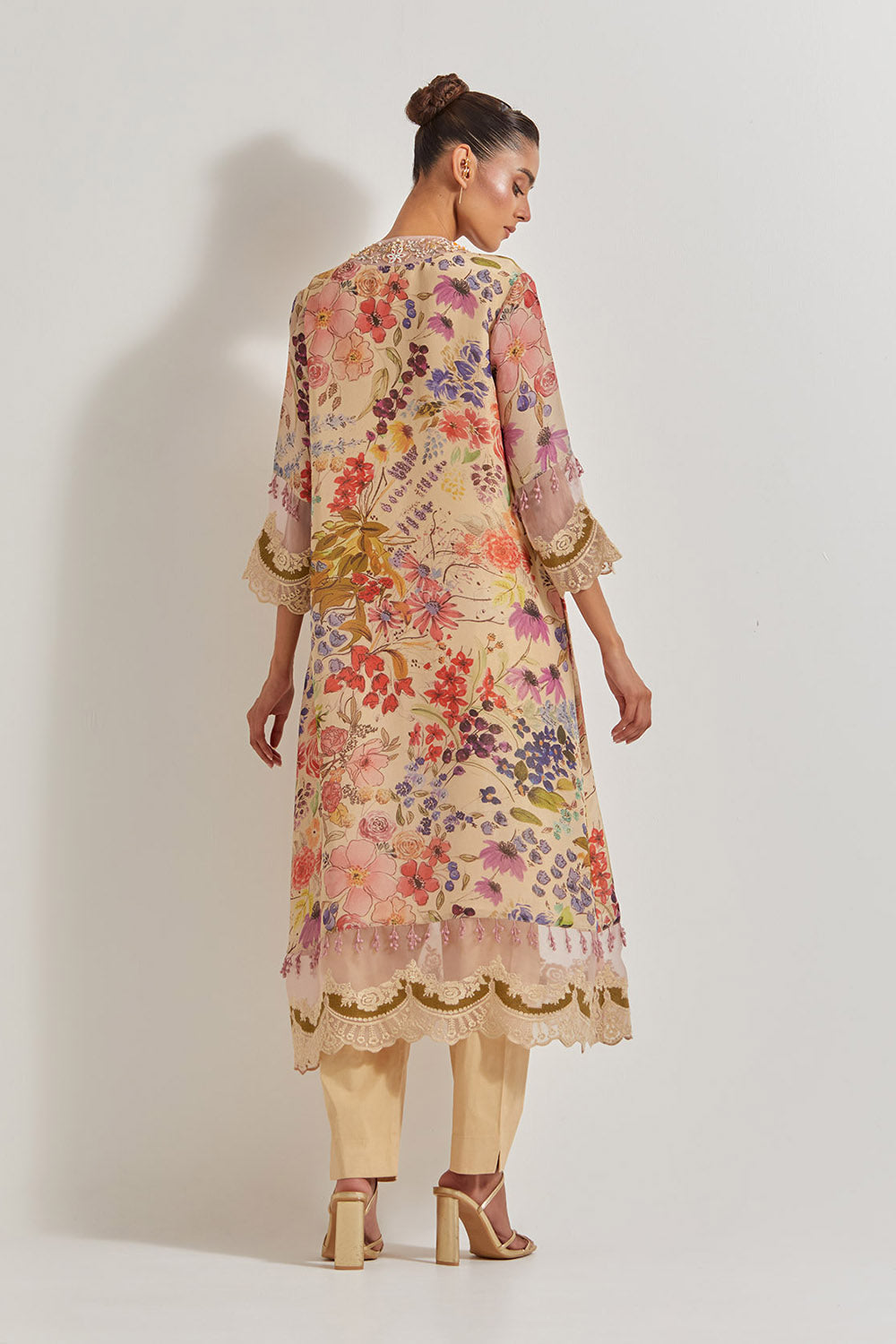 Blooming Burst Chanderi  Kurta Set
