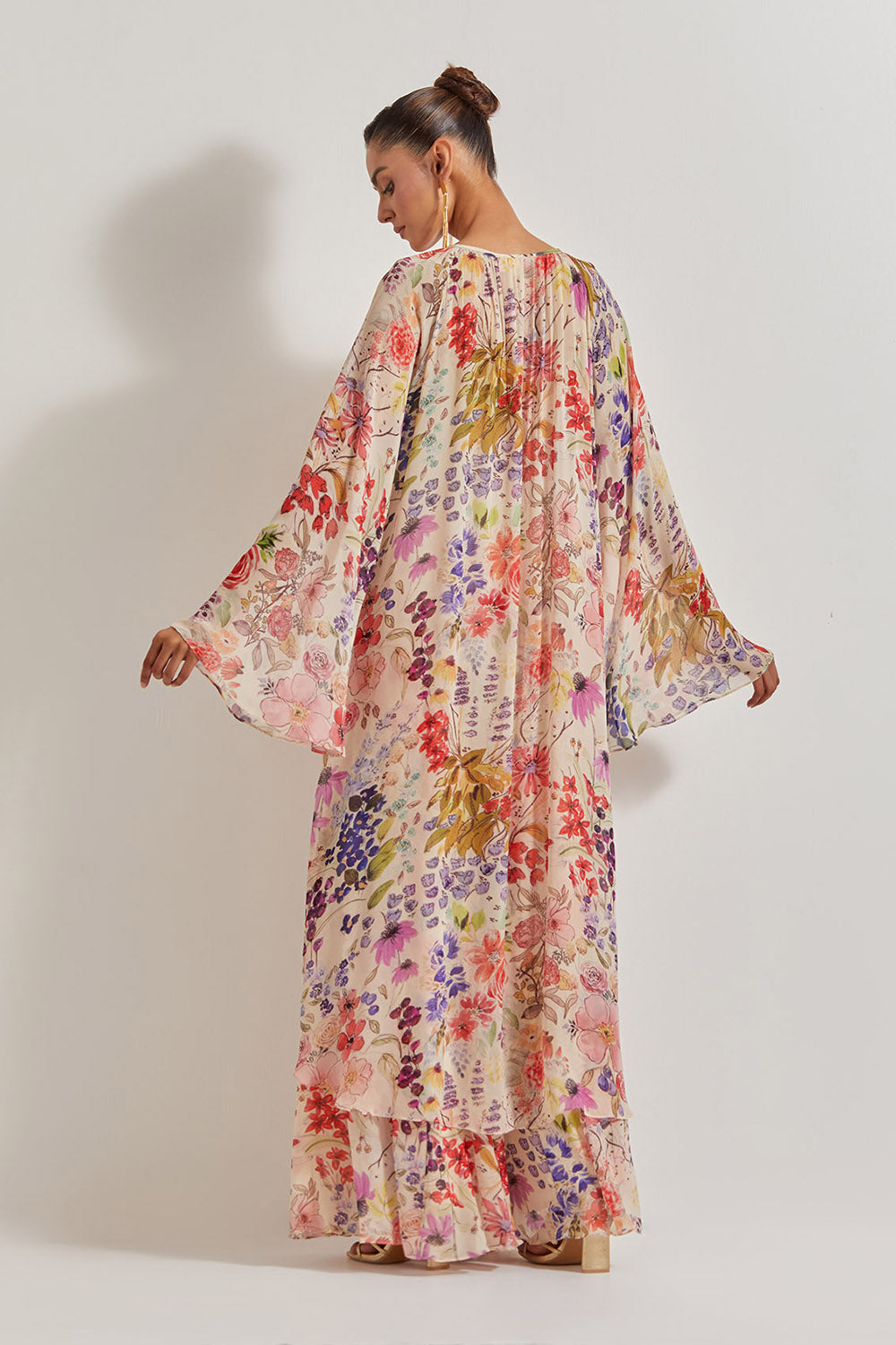 Blooming Burst Georgette  Tunic With  Sharara Pants