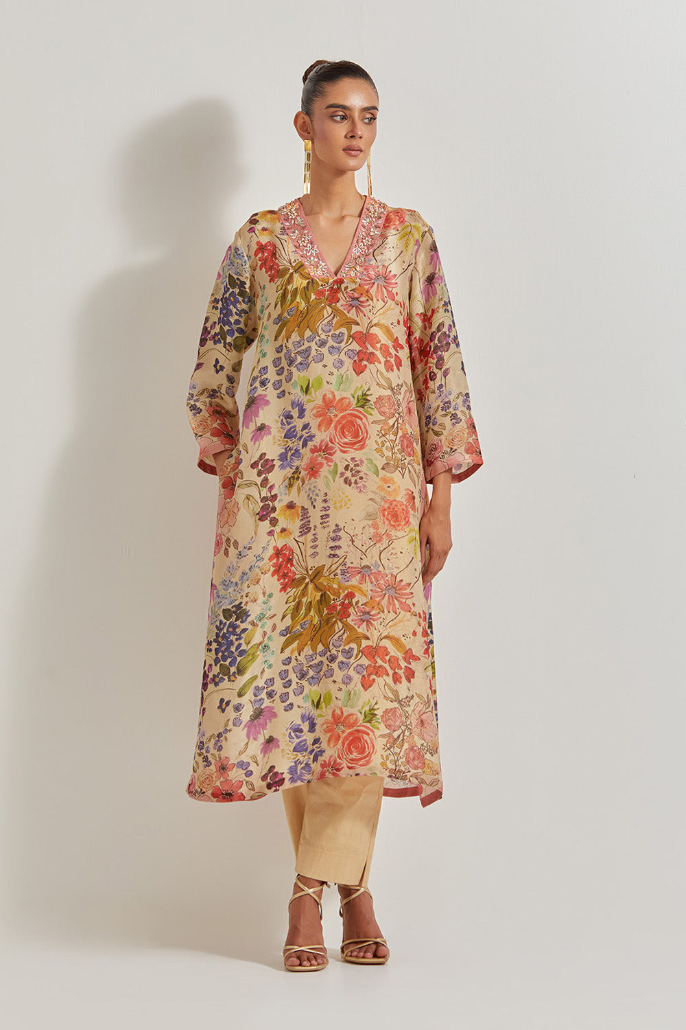 Blooming Burst Tissue Chanderi  Kurta Set