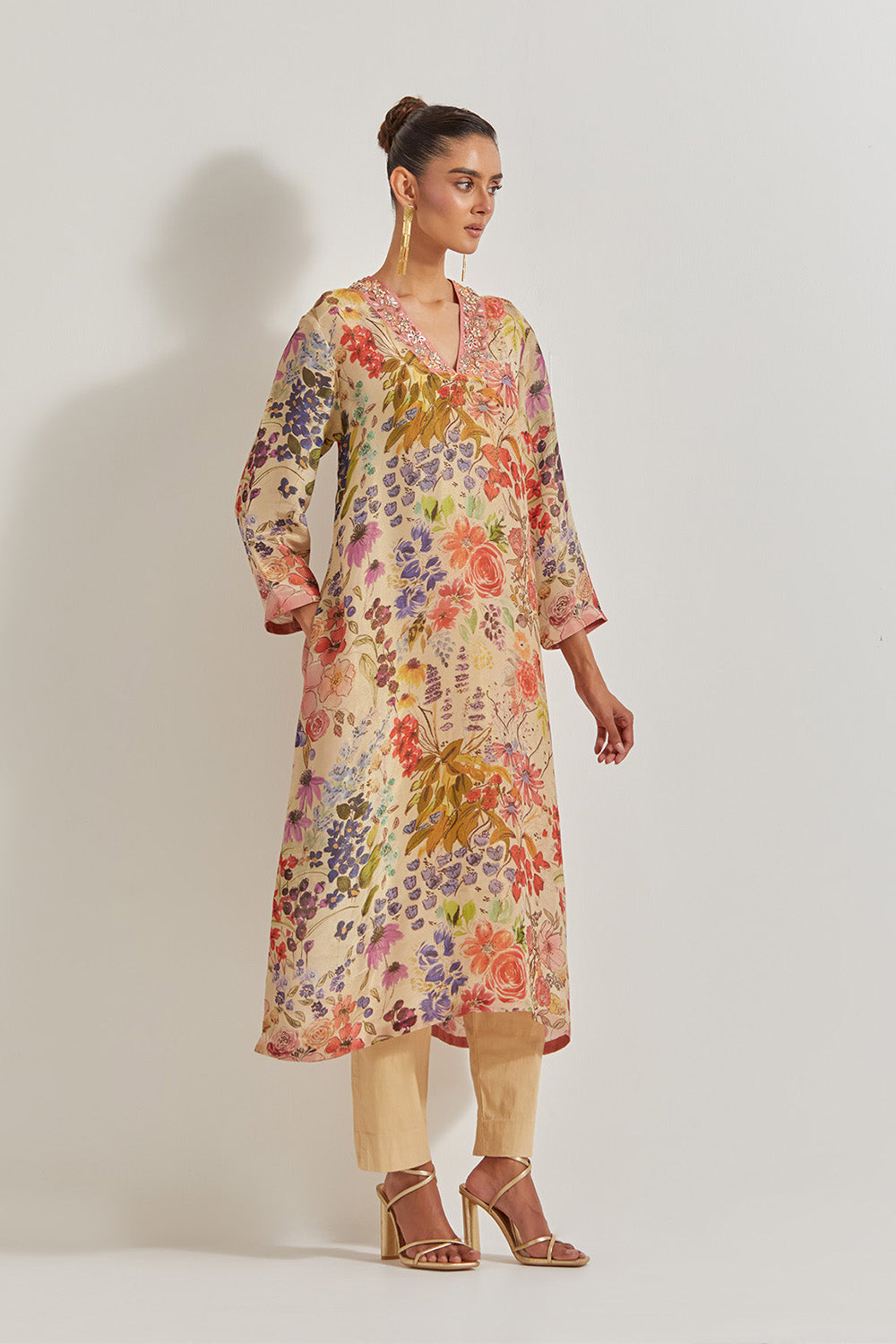 Blooming Burst Tissue Chanderi  Kurta Set