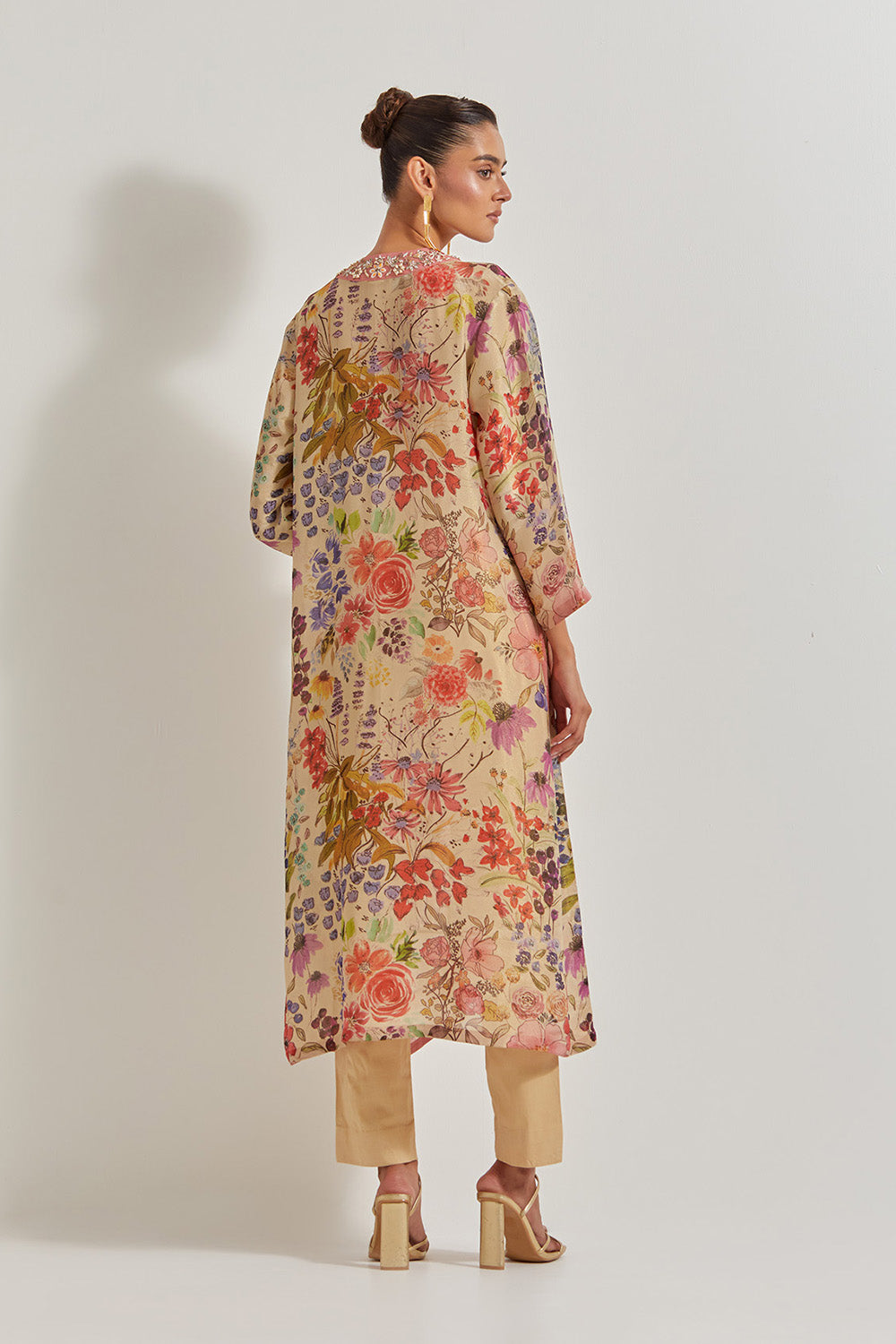 Blooming Burst Tissue Chanderi  Kurta Set