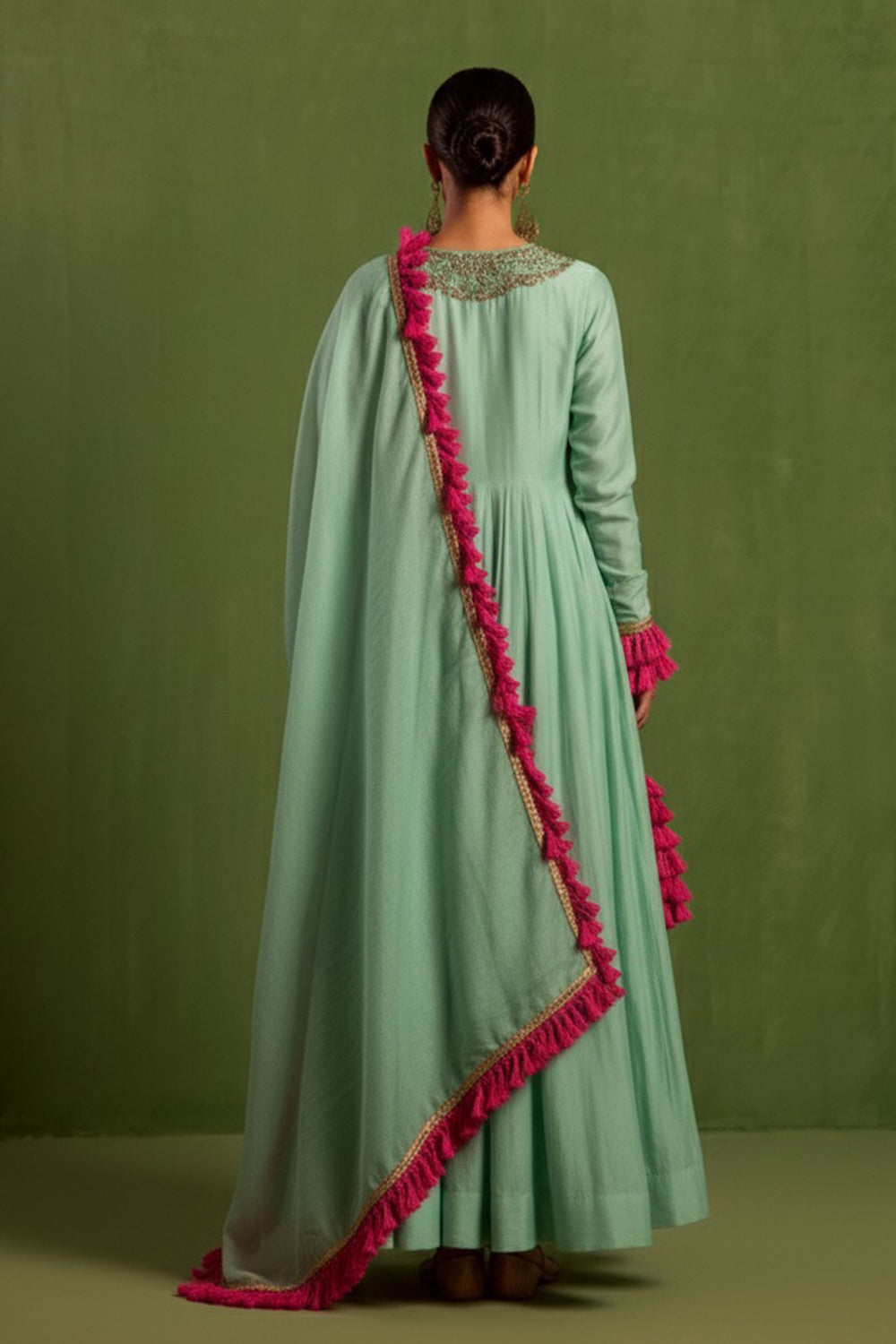 Blue Chanderi Silk Hand Embroidered Kurta Set