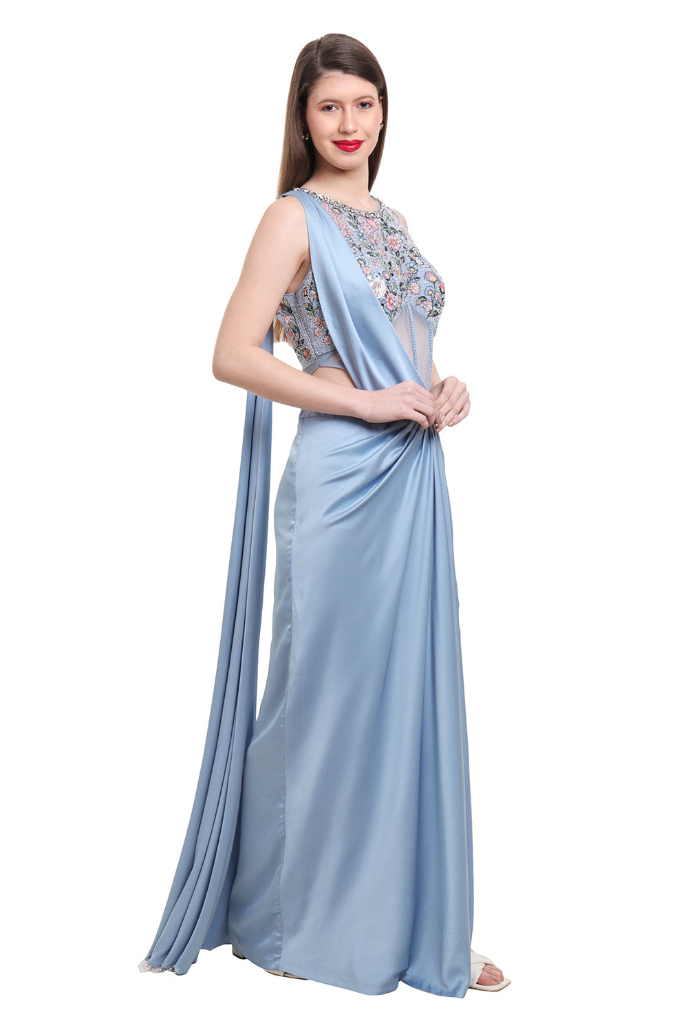 Blue Drape Saree