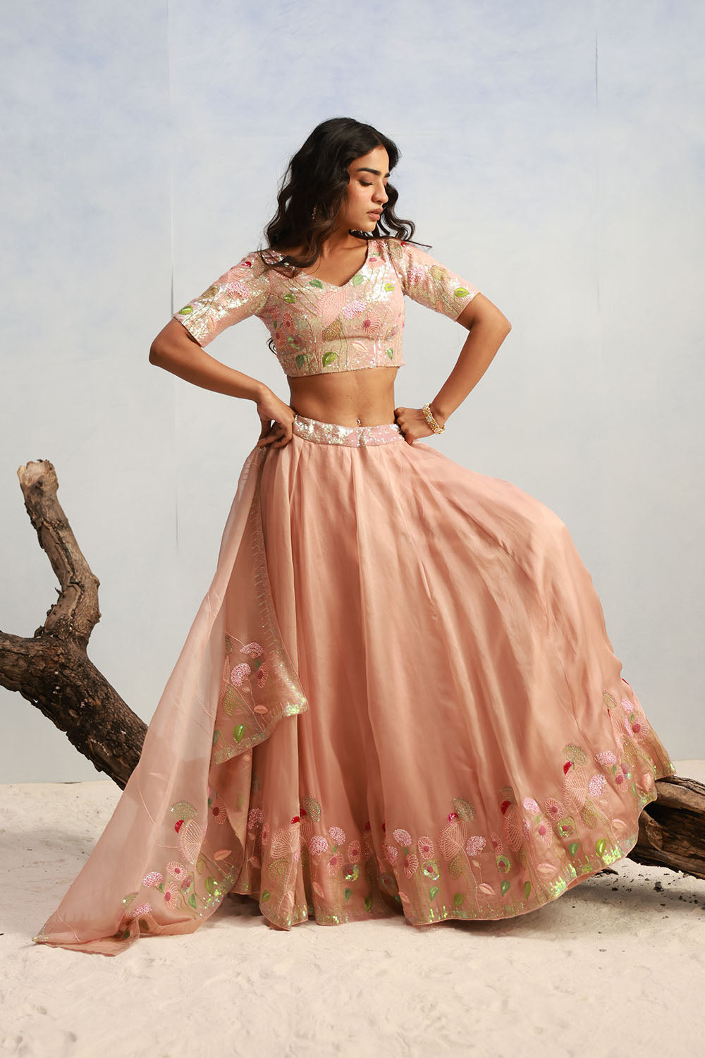 Blush Peach Lehenga Set