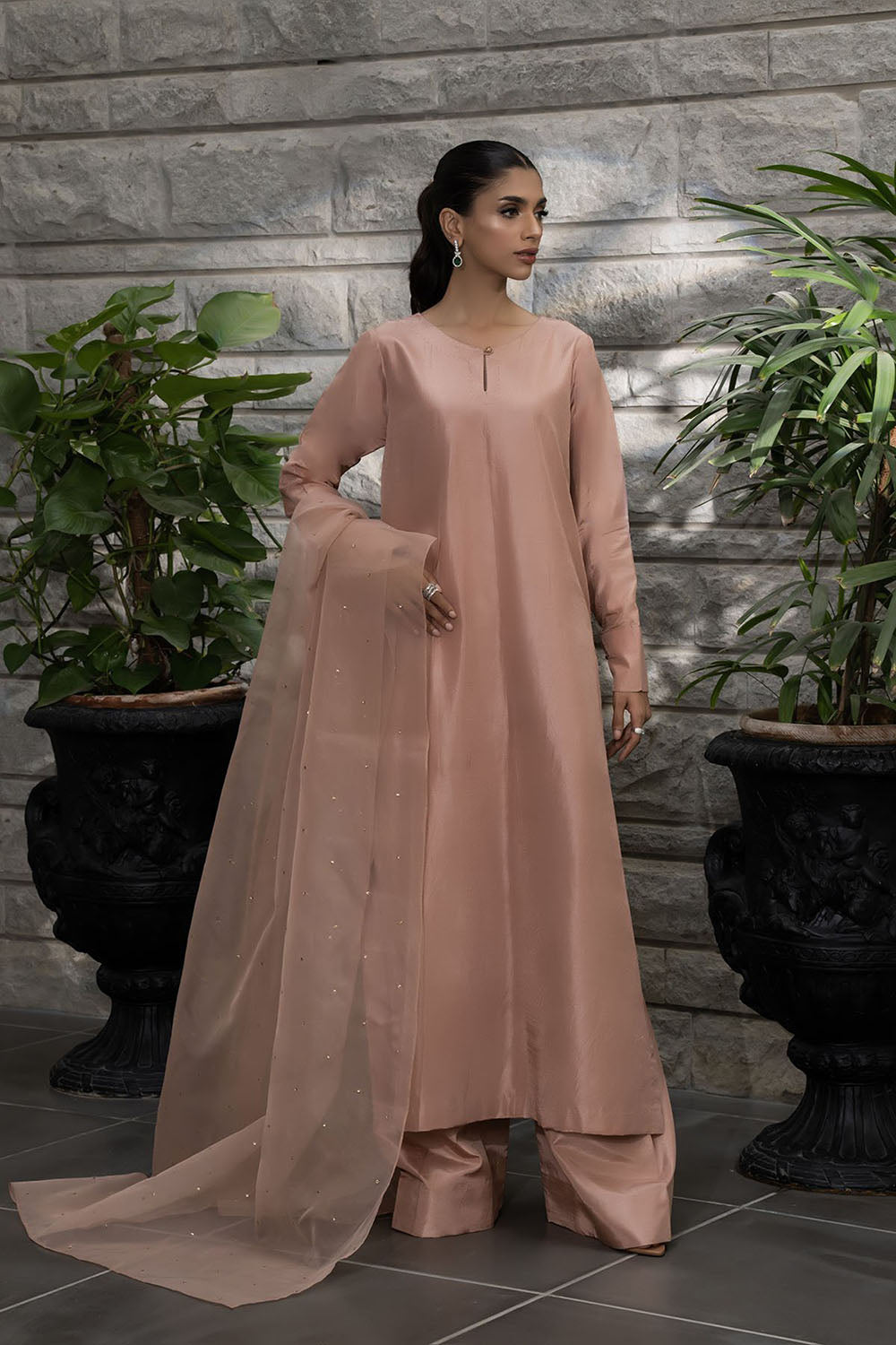 Blush Peach Pure Silk Kurta Set