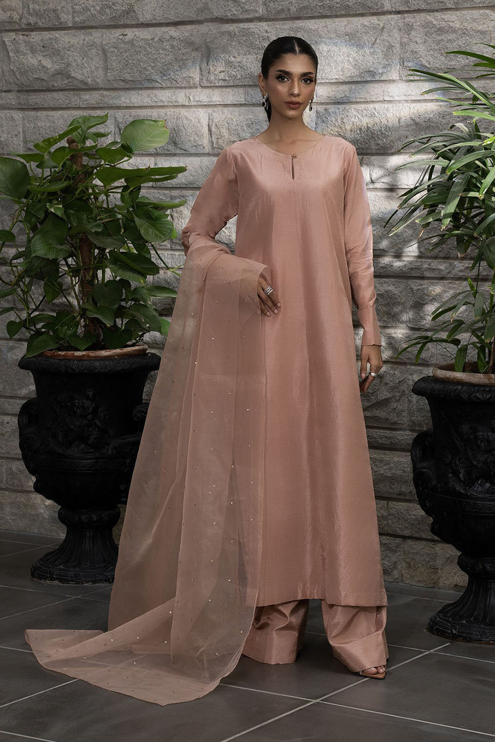 Blush Peach Pure Silk Kurta Set