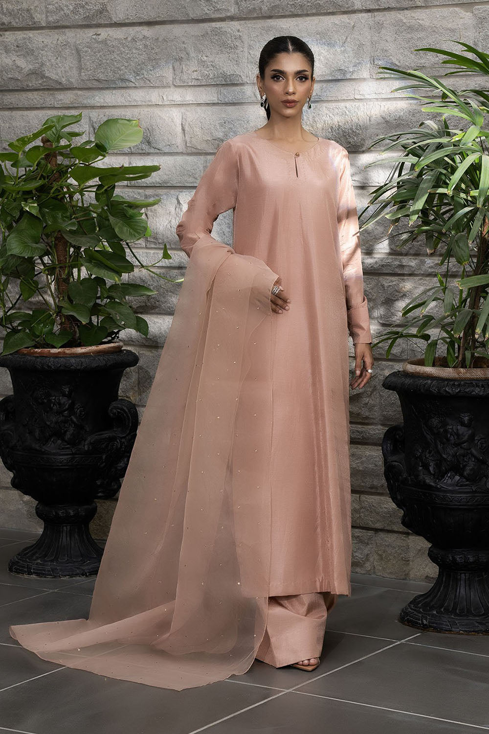 Blush Peach Pure Silk Kurta Set