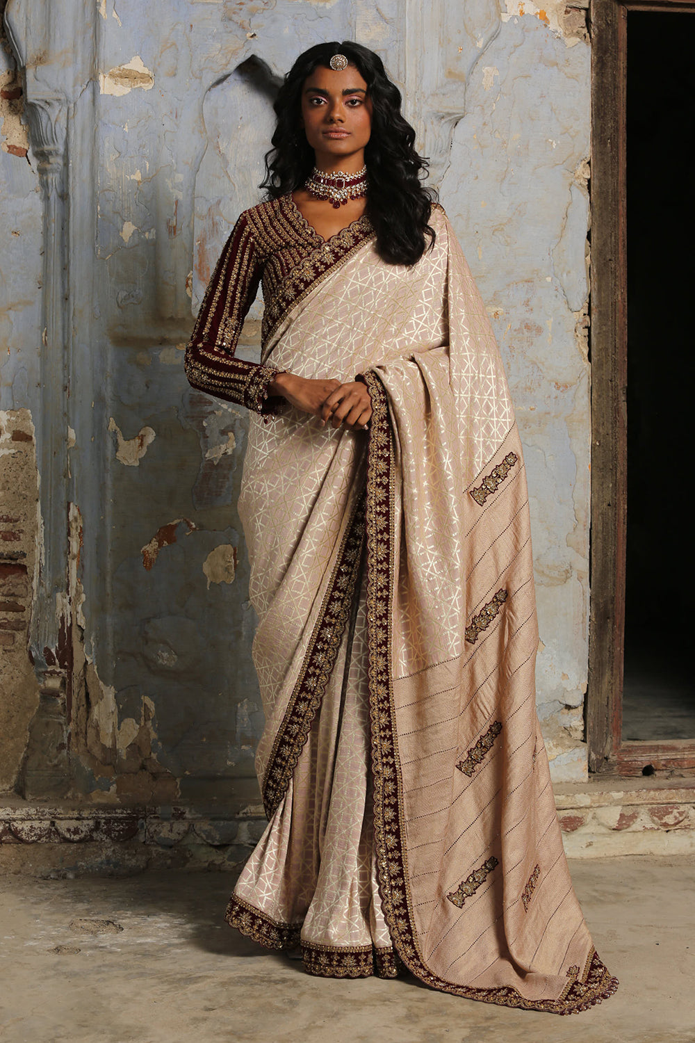 Blush Pink Monga Saree