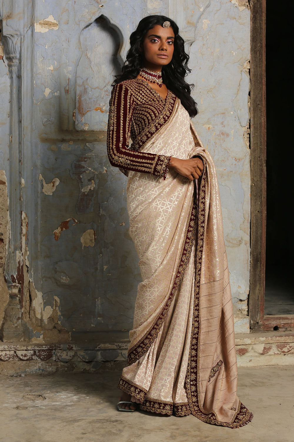 Blush Pink Monga Saree