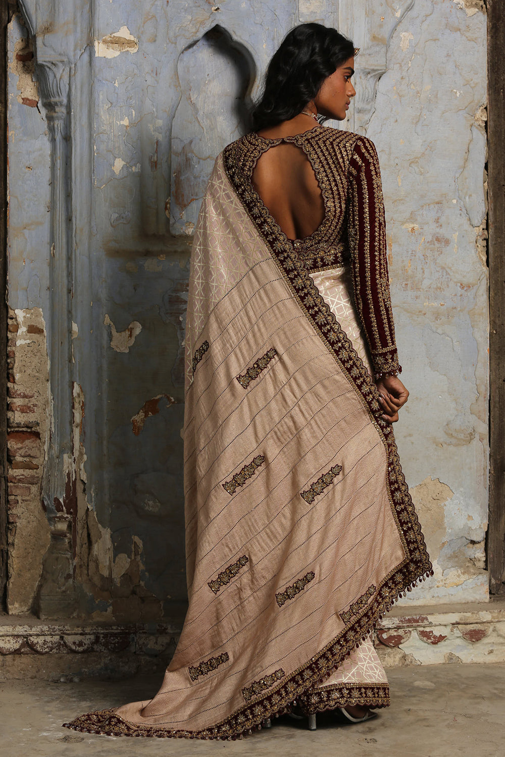 Blush Pink Monga Saree