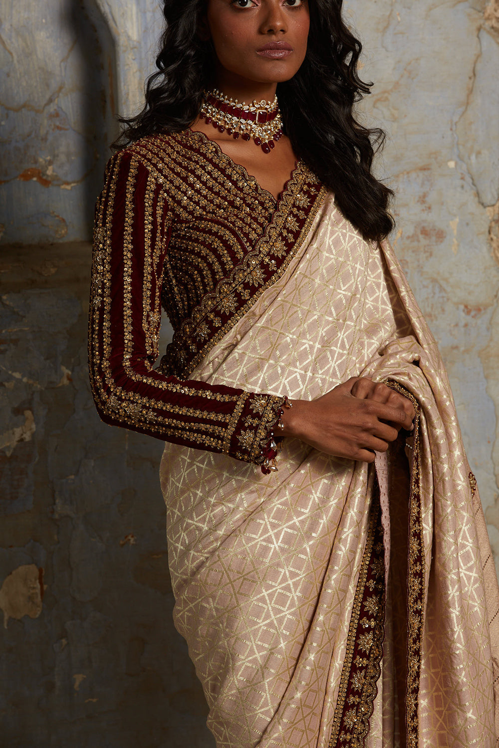 Blush Pink Monga Saree