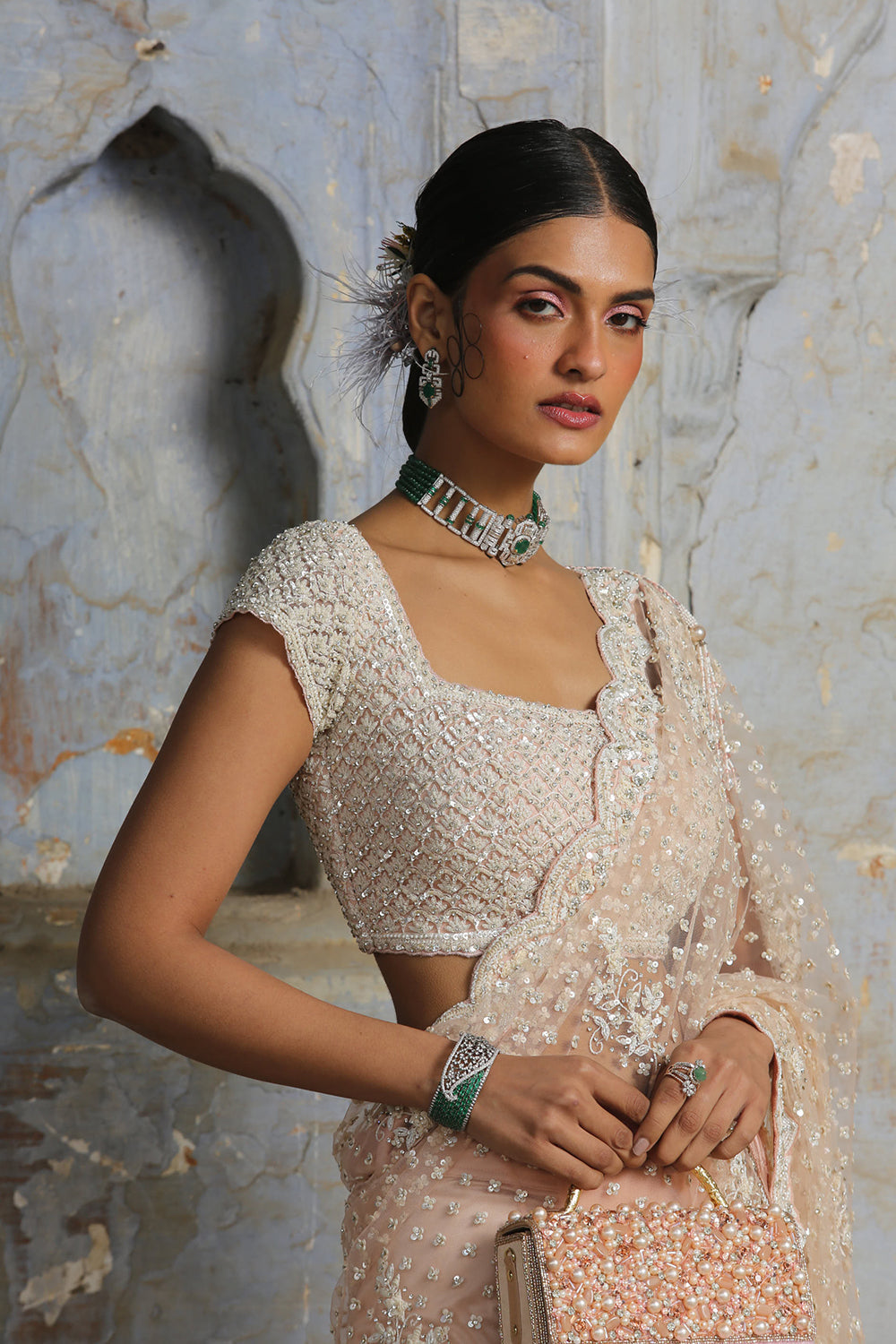 Blush Pink Net Saree