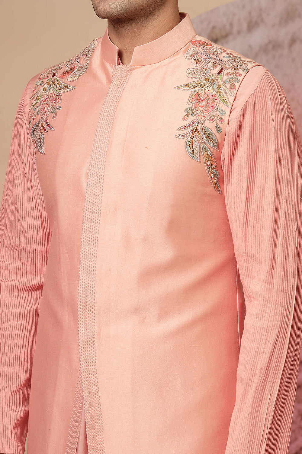 Blush Pink Silk Kurta Set