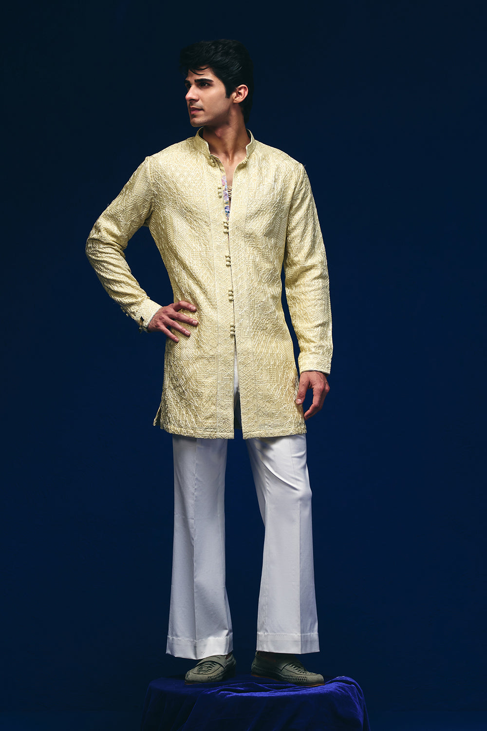 Boro Front Open Kurta Set