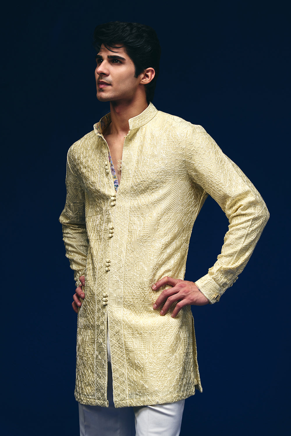 Boro Front Open Kurta Set
