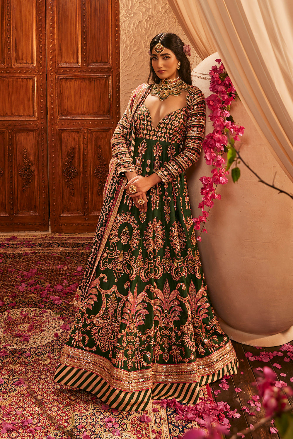 Bottle Green Anarkali Set