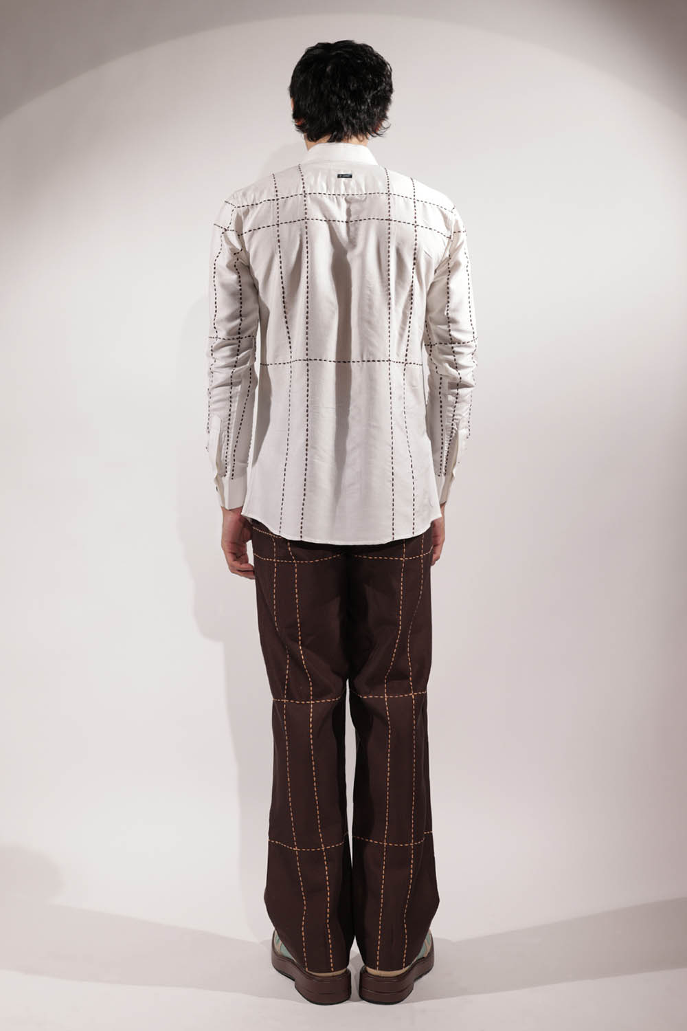 Brown Kantha Cotton-Silk Pants