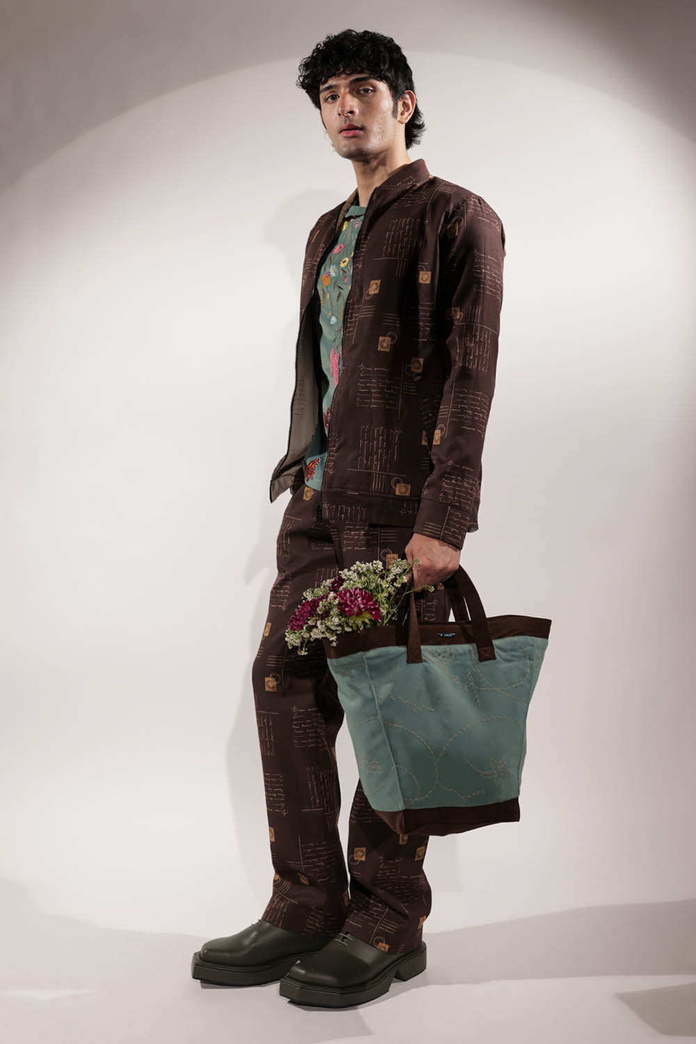 Brown Postcard Printed pants