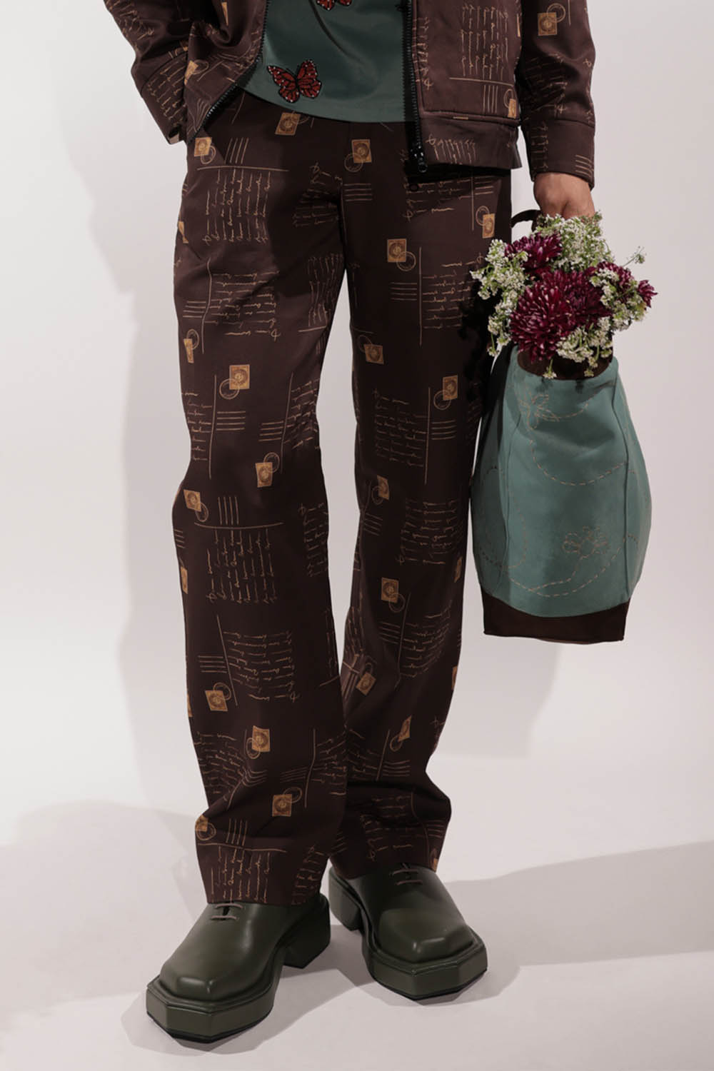 Brown Postcard Printed pants