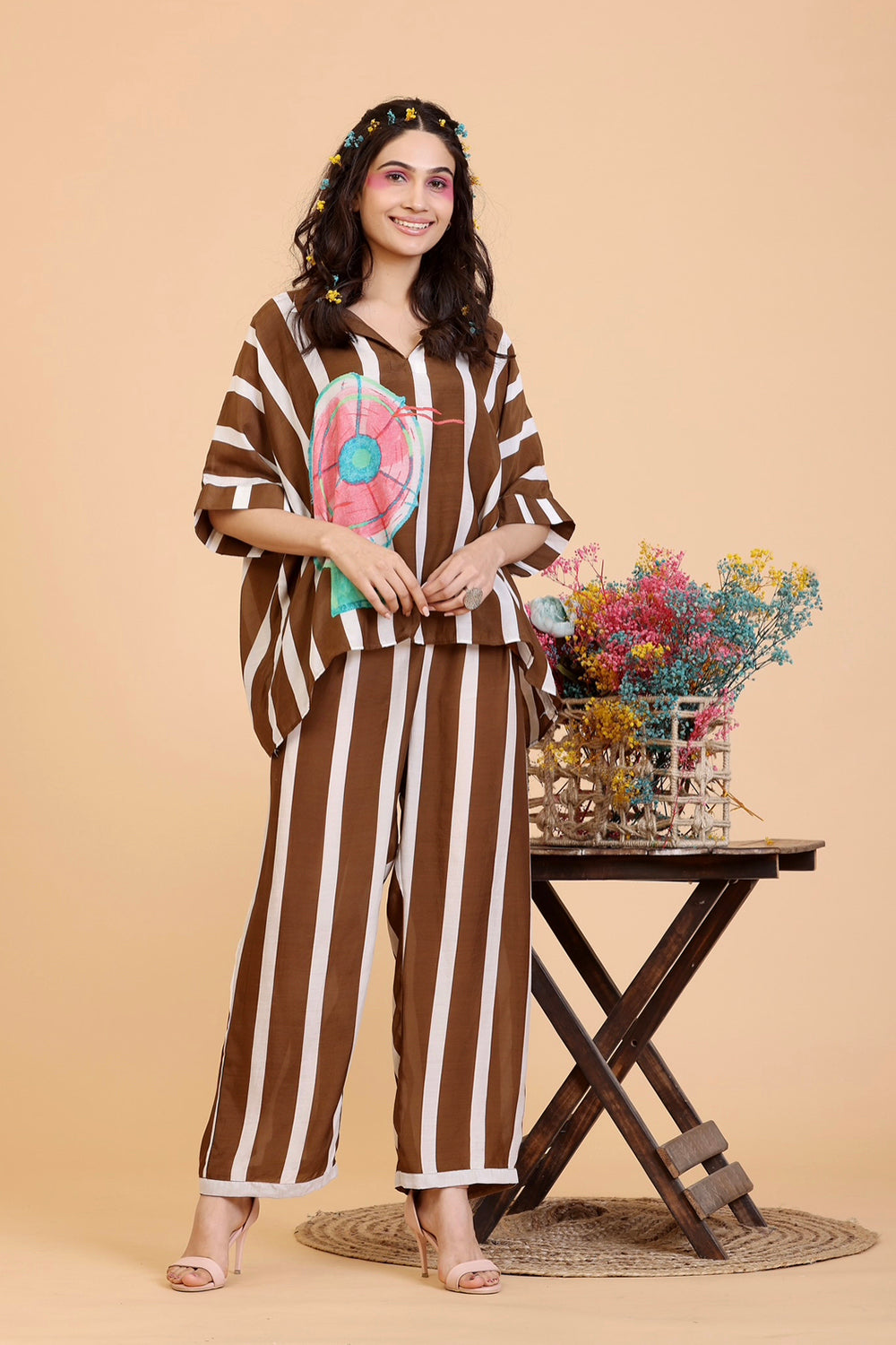 Brown and White Co-ord Set