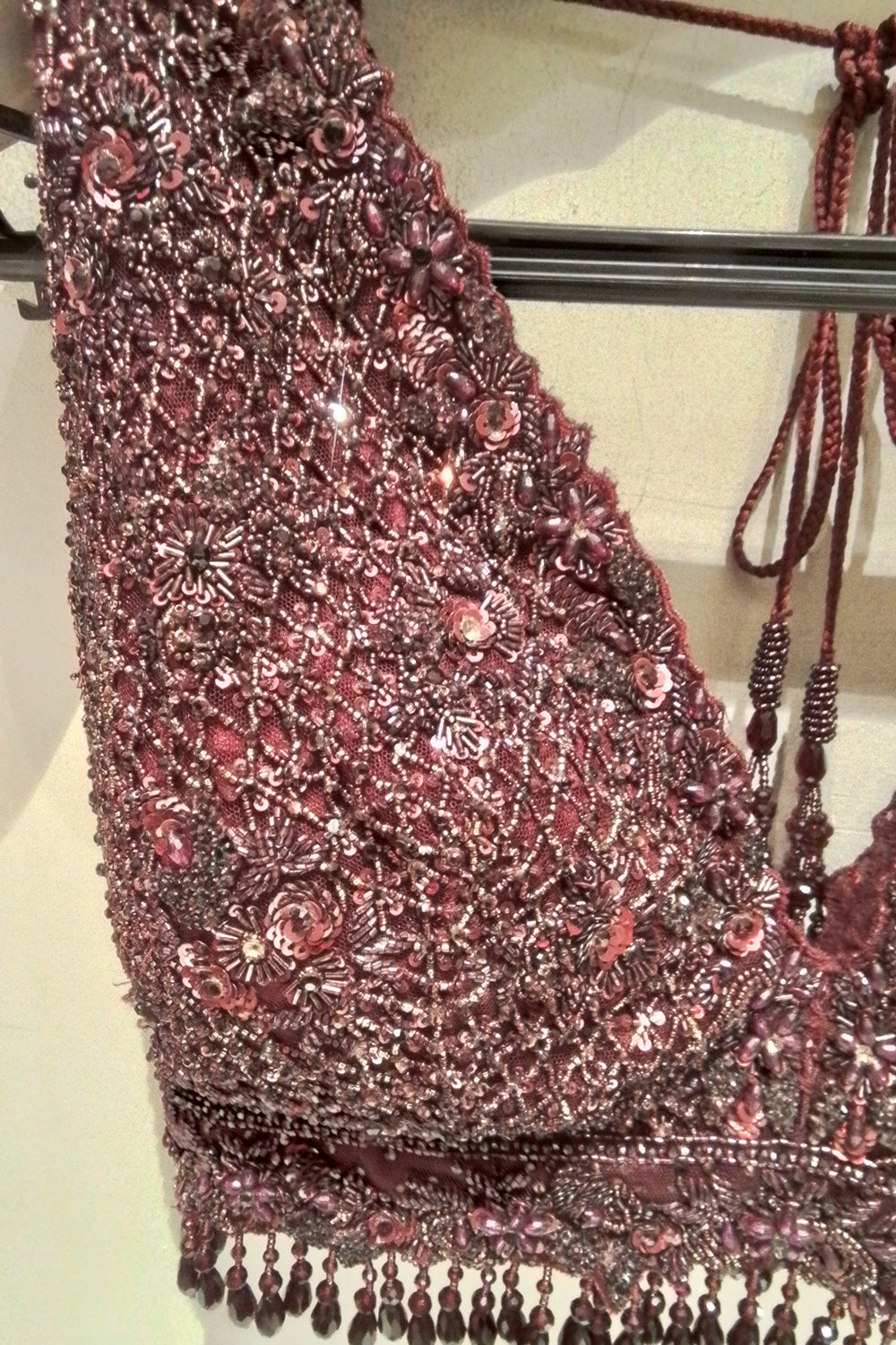 Burgundy  Satin Drape Saree