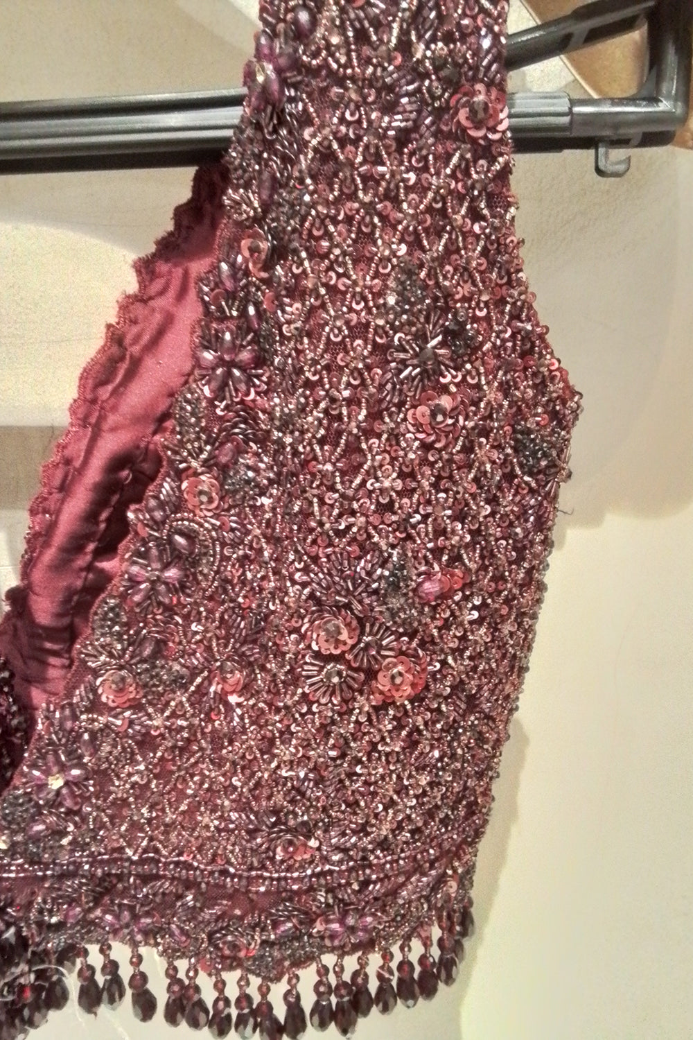Burgundy  Satin Drape Saree
