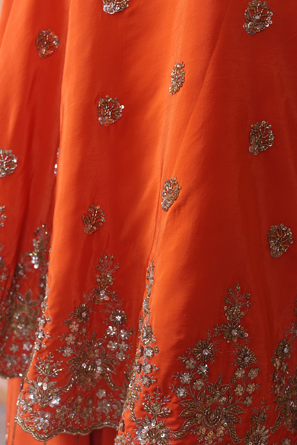 Burnt Orange One Shoulder Embellished Top and Pant Set