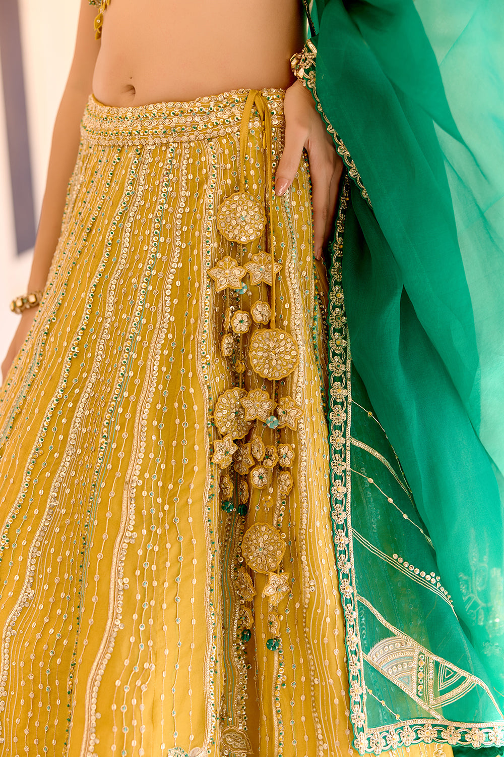 Canary Yellow Organza Lehenga Set