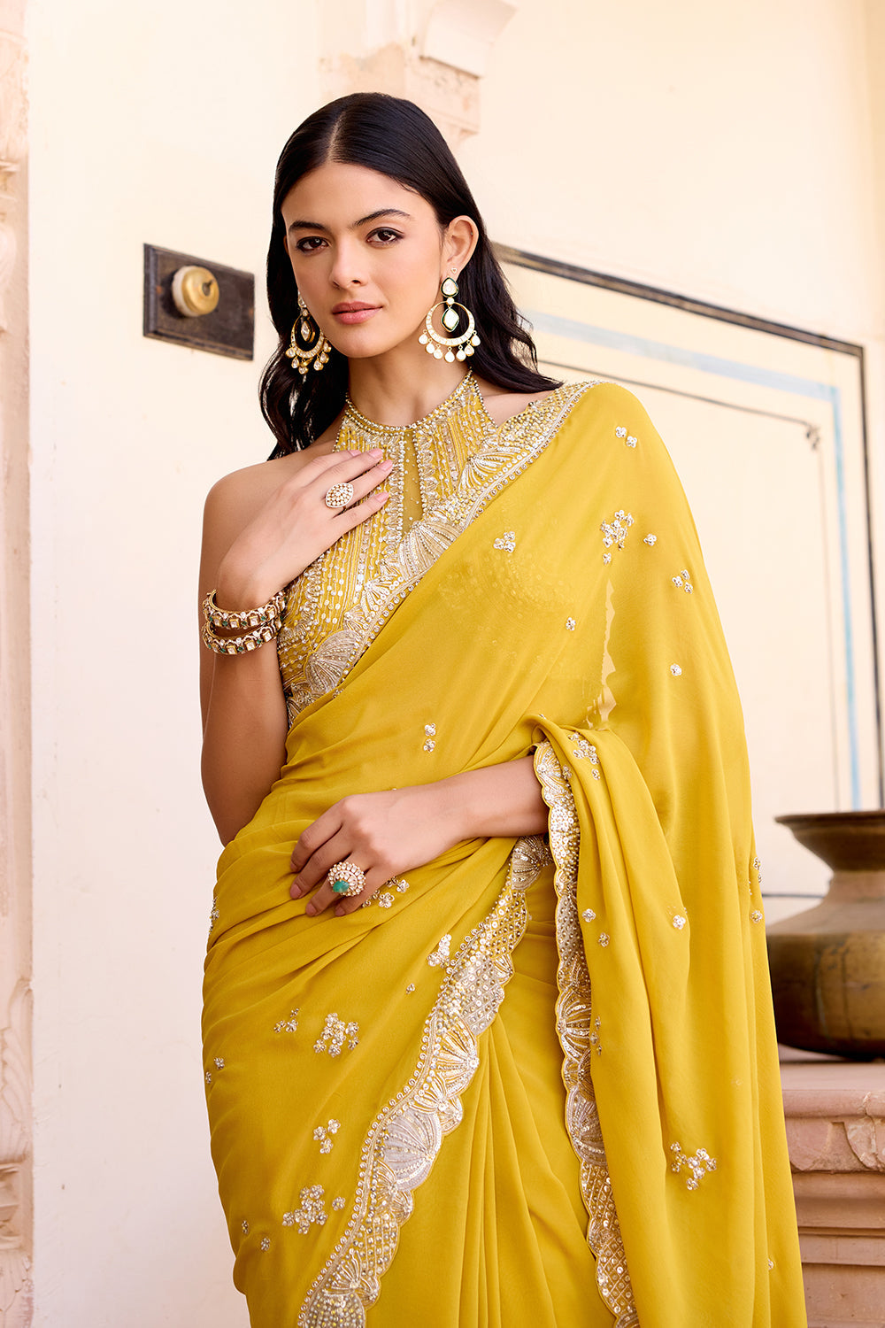 Canary Yellow Saree Set