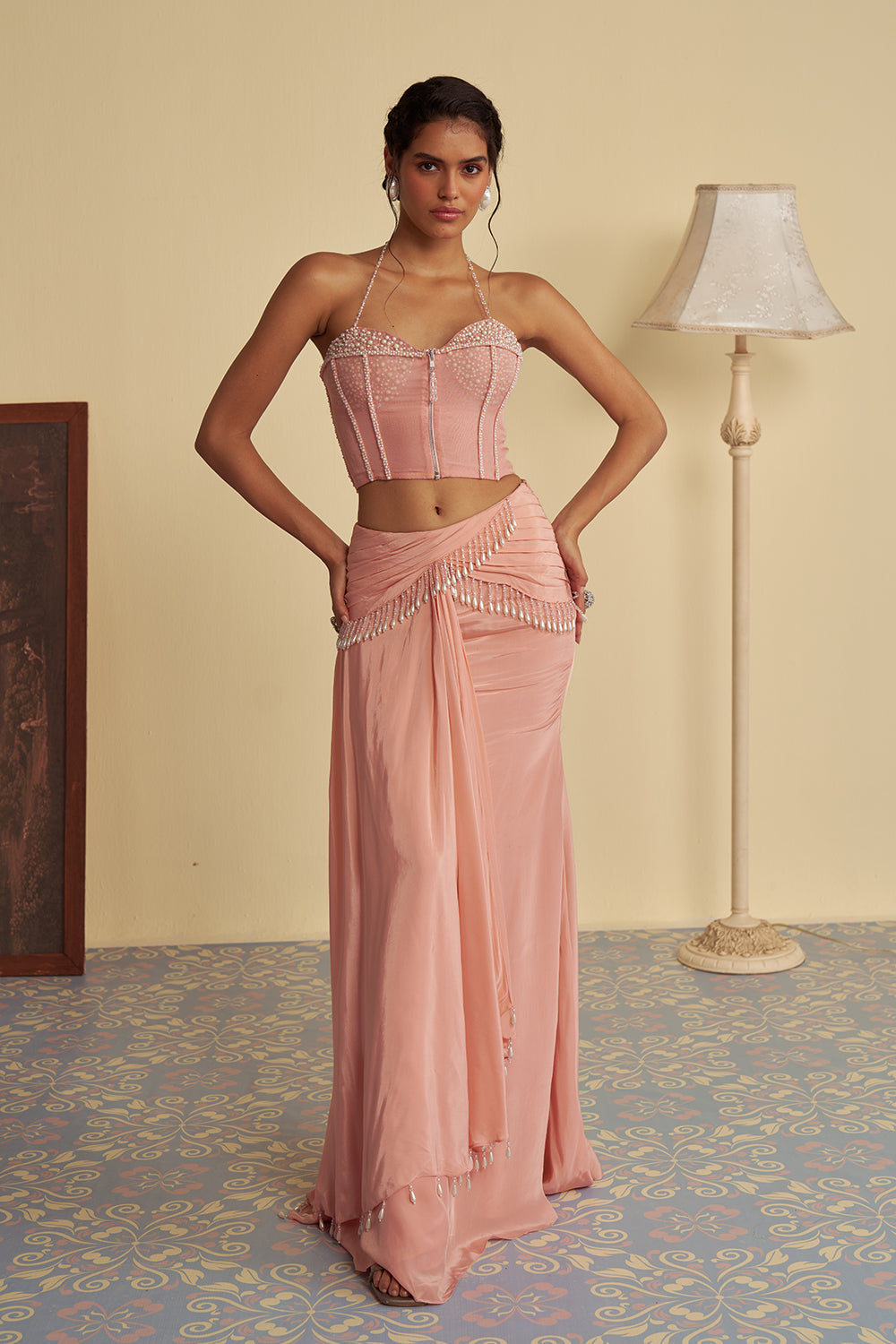 Celandine corset drape saree set