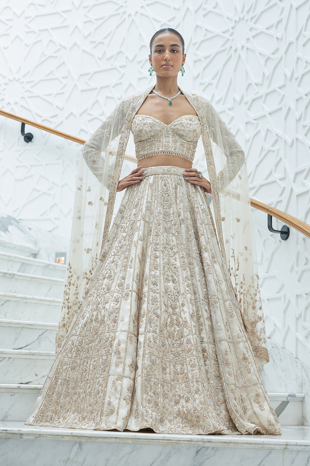 Champagne Organza Lehenga