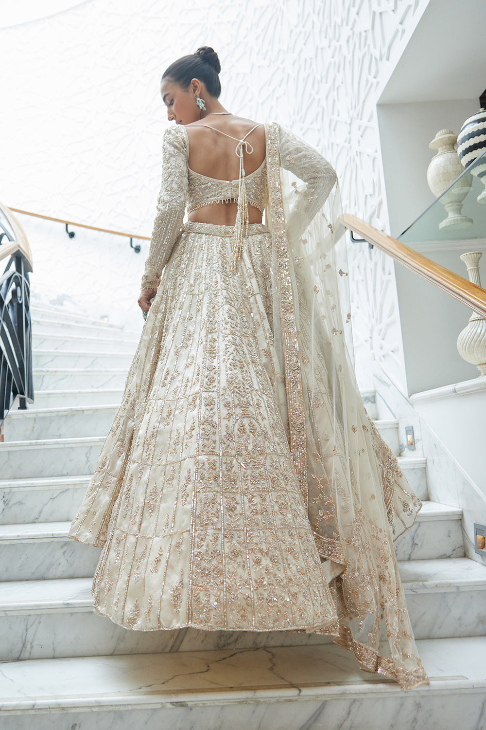 Champagne Organza Lehenga