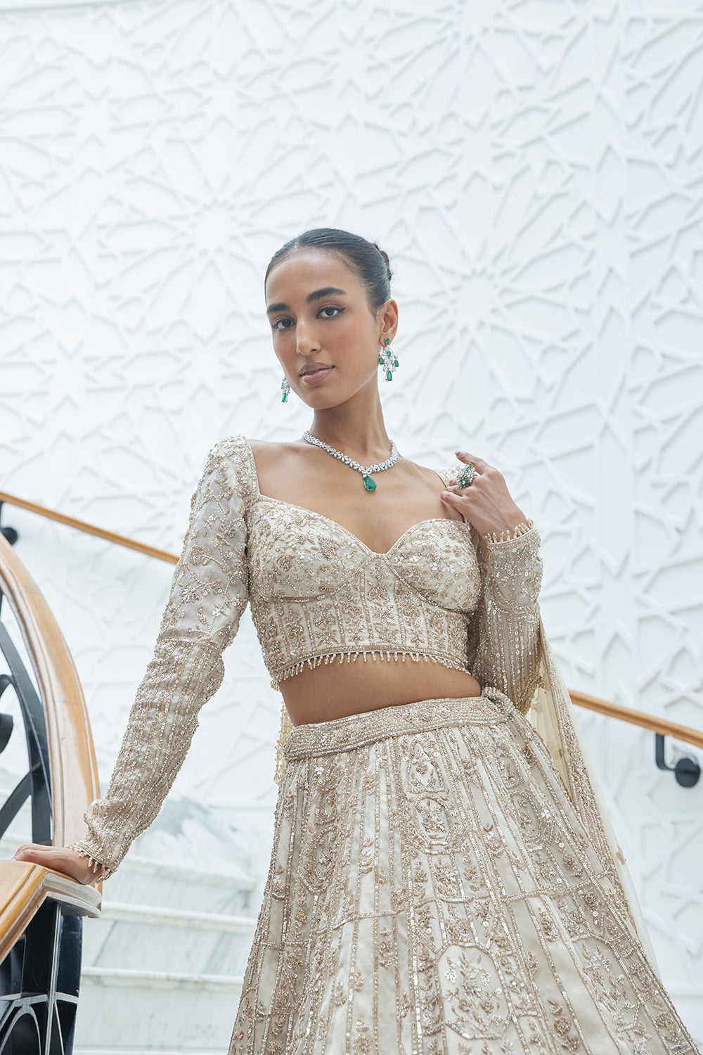Champagne Organza Lehenga