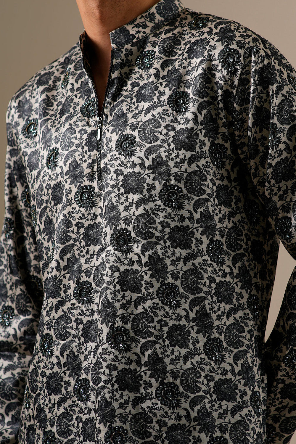 Charcoal Bloom Kurta Set