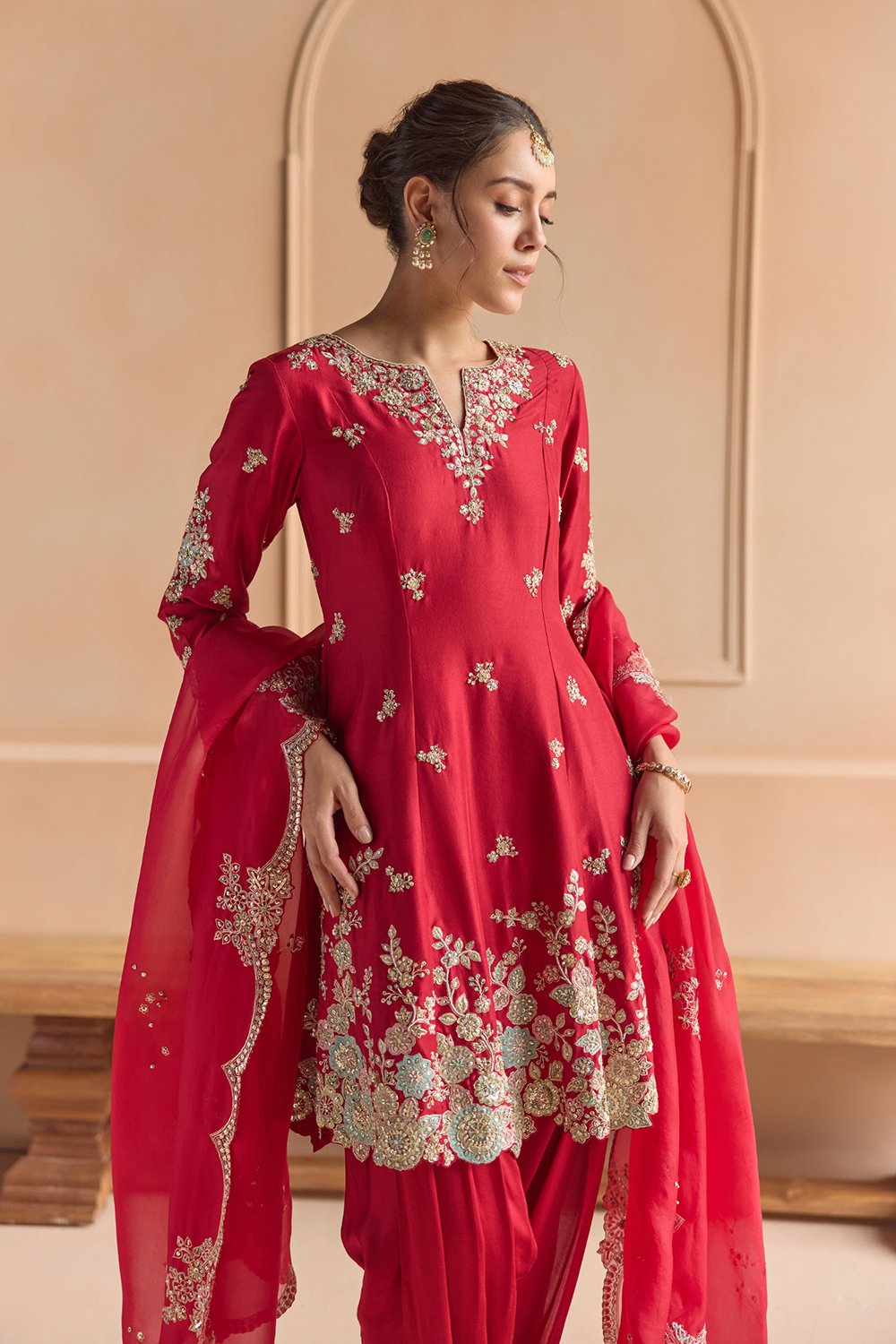 Cherry Red Kurta Set