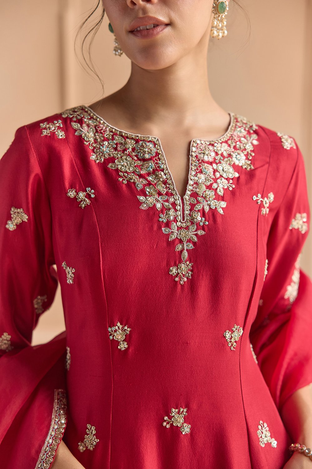 Cherry Red Kurta Set