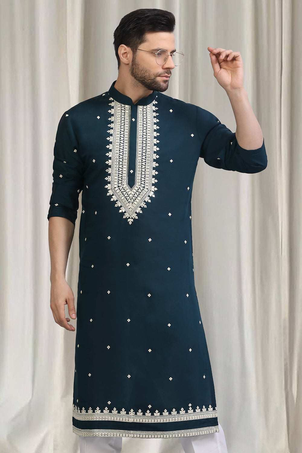 Classic  Embroidered Kurta With Back Elastic Pants