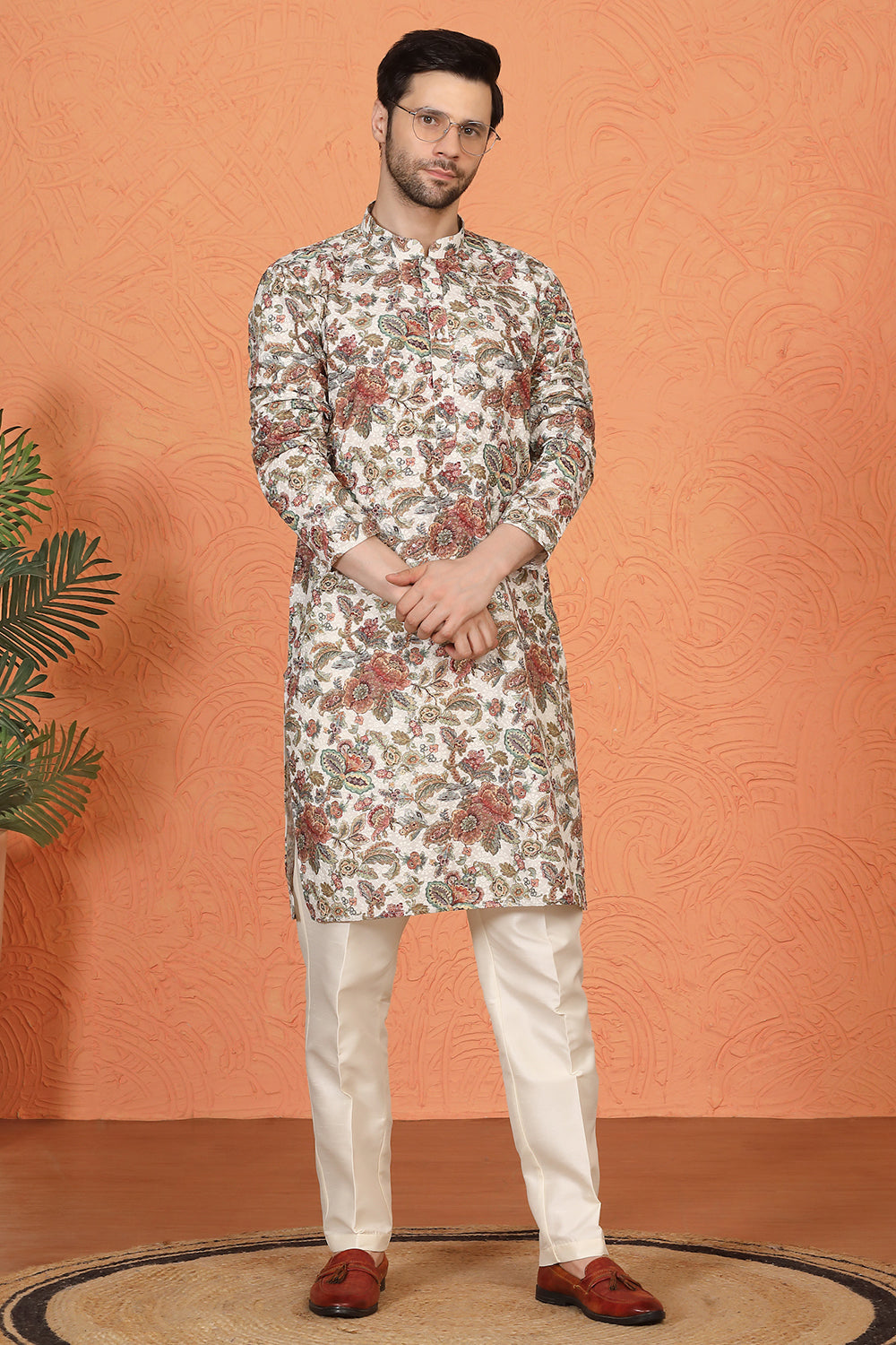 Classic   Floral Tapestry Inspired  Kurta with Back Elastic Pants