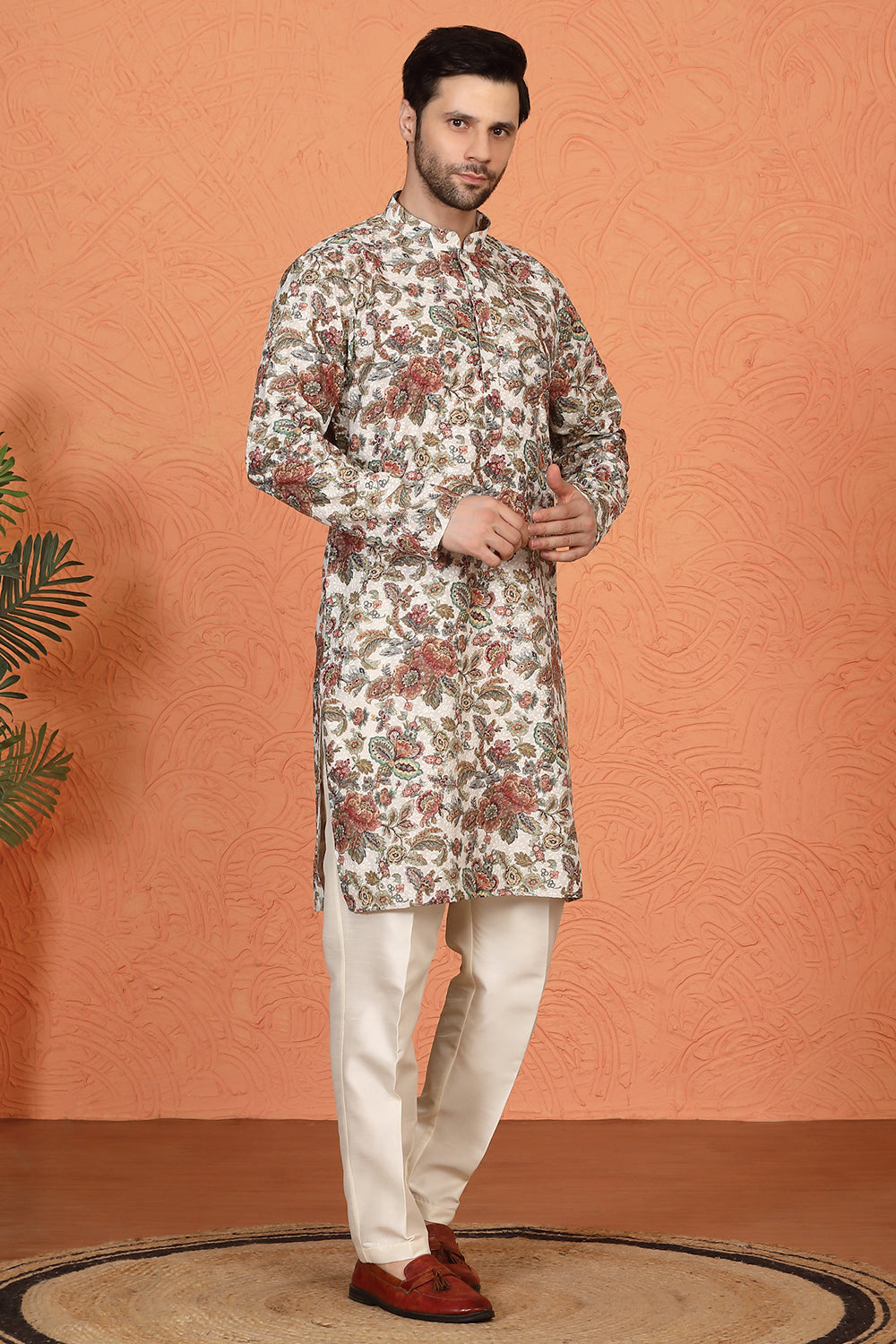 Classic   Floral Tapestry Inspired  Kurta with Back Elastic Pants