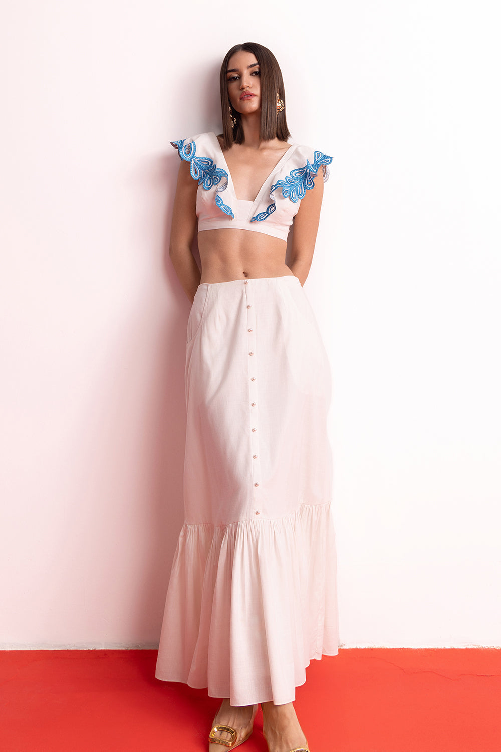 Cloud White Skirt Set
