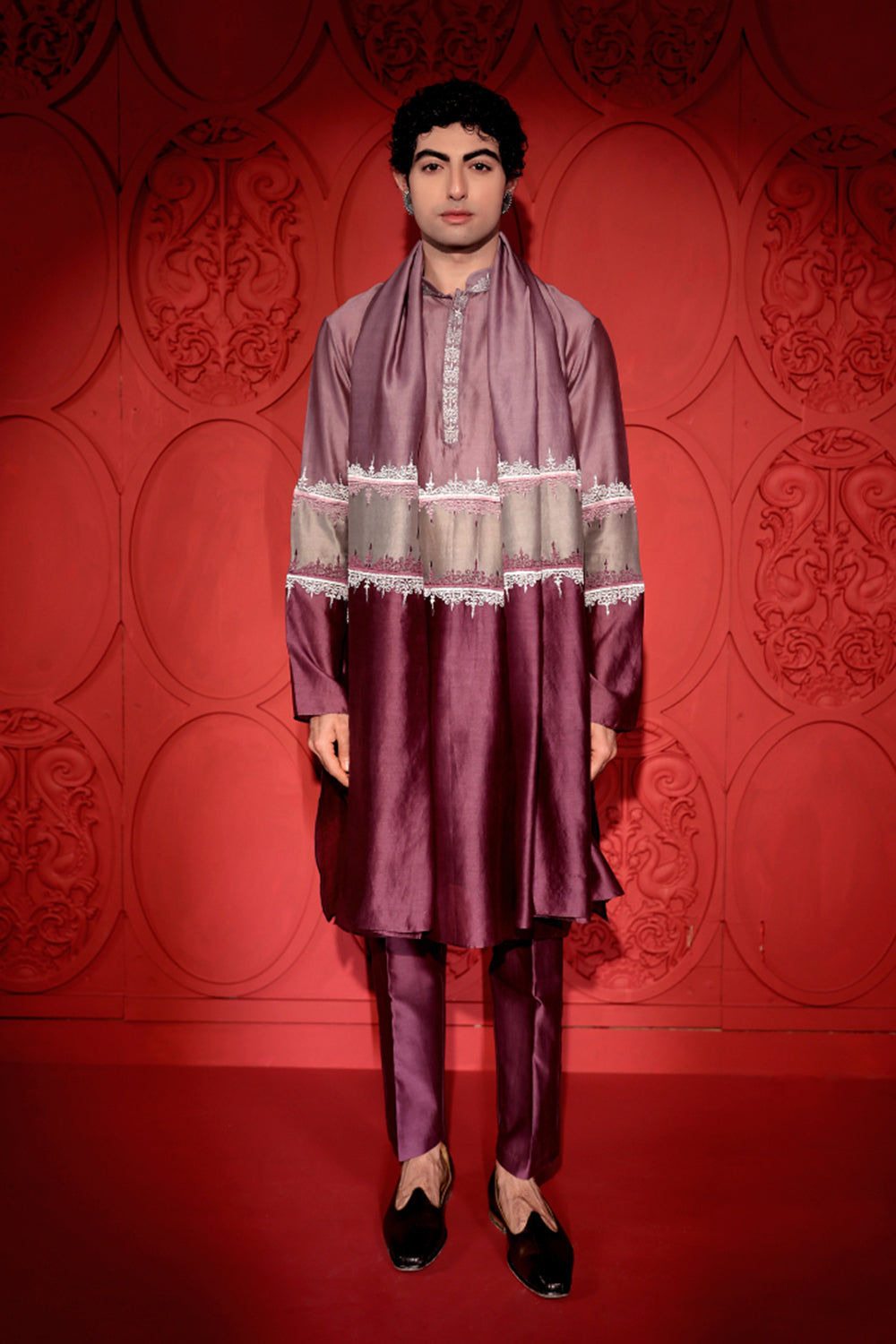 Colorblocking Signature Embroidered Kurta Set