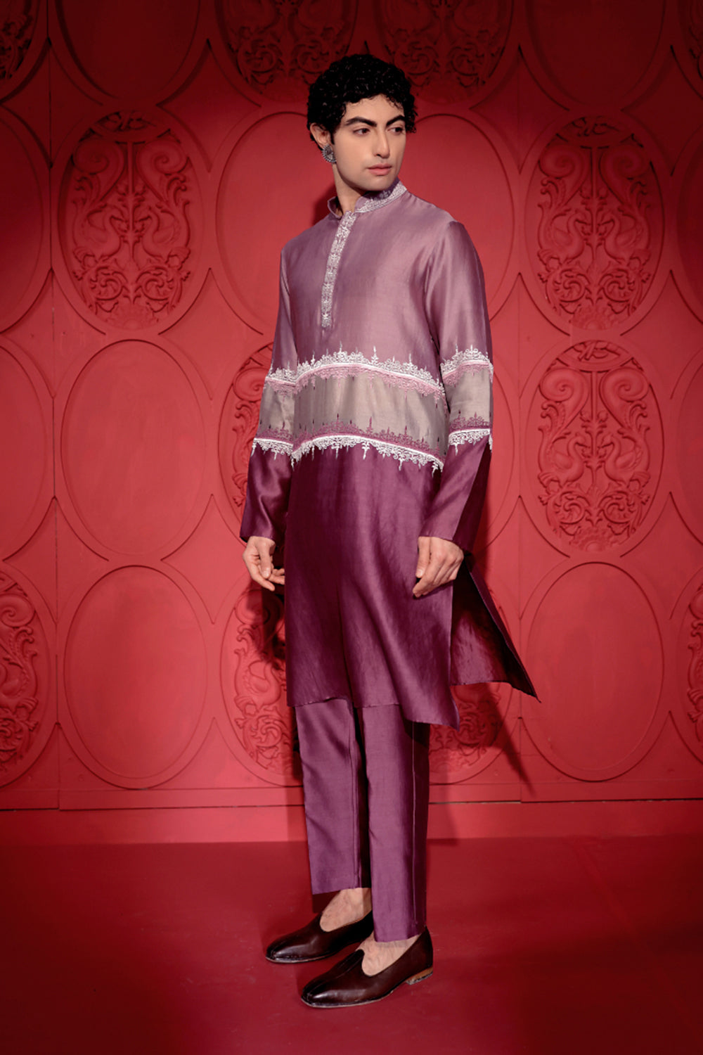 Colorblocking Signature Embroidered Kurta Set